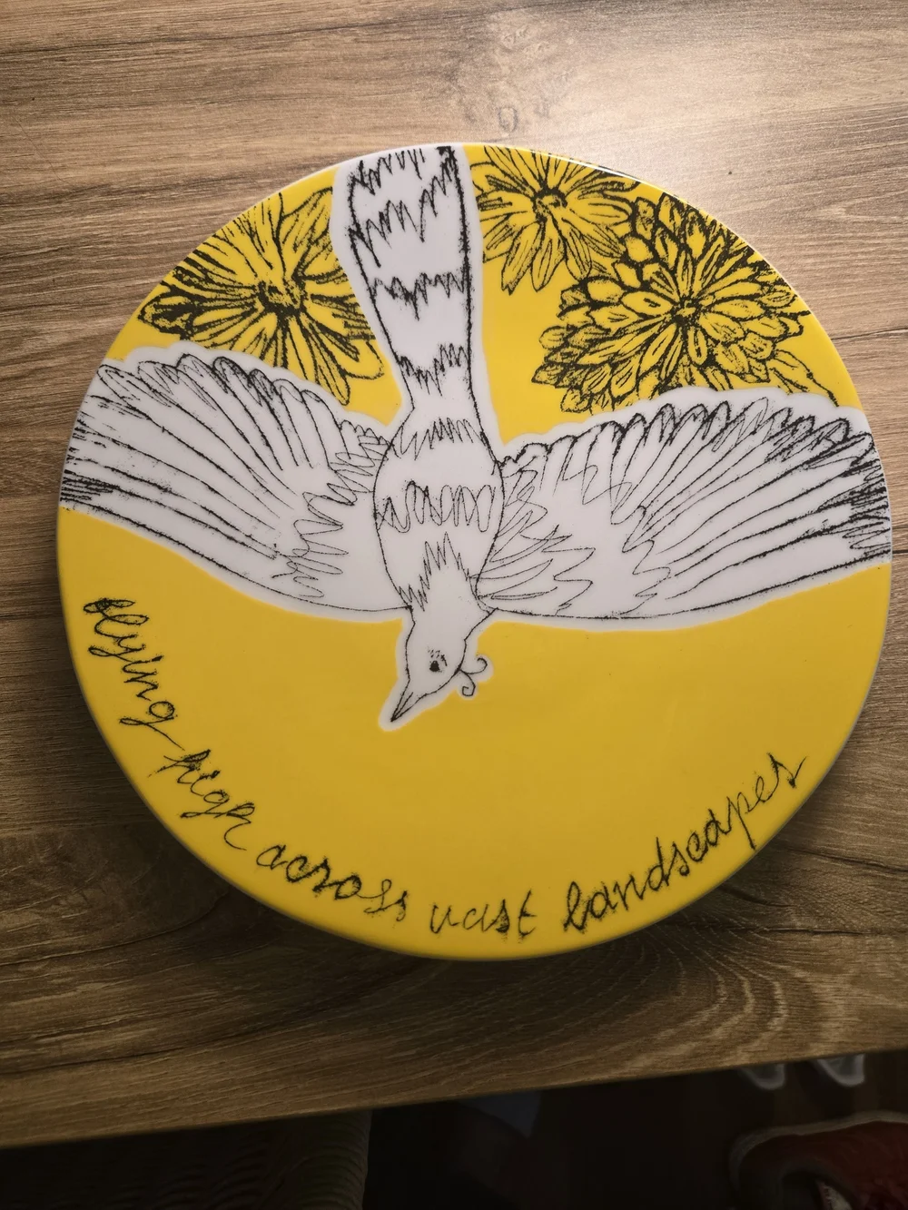 Yellow Bird Floral Ceramic Dinner Plate
